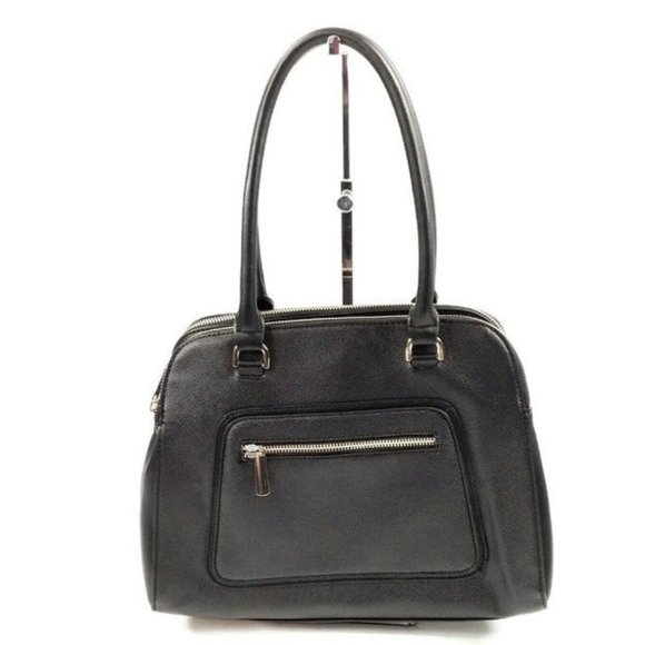 A New Day Black Triple Compartment Faux Pebbled Leather Dome Satchel NWOT - Picture 2 of 11